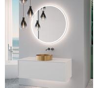 neoro n60 Meuble bas l: 120 cm, 1 tiroir, vasque or brossé, avec miroir éclairé,, BN0734BG+BN0757WM+BN0035MI,