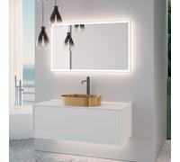 neoro n60 Meuble bas l: 120 cm, 1 tiroir, vasque or brossé, avec miroir éclairé,, BN0737BG+BN0757WM+BN0029MI,