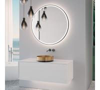 neoro n60 Meuble bas l: 120 cm, 1 tiroir, vasque or brossé/noir brossé, avec miroir éclairé,, BN0734BGGM+BN0757WM+BN0023MI,