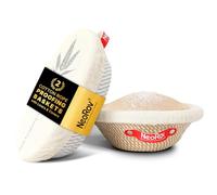 NeoRov Banneton Lot de corbeilles à pain ovales et rondes pour protéger le levain - Fournitures de cuisson avec doublure et housse en tissu - Panier à baneton en corde de coton pour la cuisson