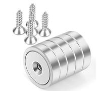 Neosmuk Aimants avec trou, aimants ronds puissants de 50 kg pour le mur, aimant avec vis pour le bois, aimant néodyme en disque avec trou au centre, aimant plat de 32 mm (lot de 5)