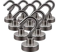 Neosmuk Lot de 10 crochets magnétiques, 13,6 kg + aimants de terre robustes avec crochet pour réfrigérateur, crochet de croisière extra fort pour suspension, cintre magnétique pour cabines, grill