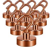 Neosmuk Lot de 10 crochets magnétiques, aimants de terre robustes avec crochet pour réfrigérateur, crochet de croisière extra fort pour suspension, crochet magnétique pour cabines, grill (bronze)