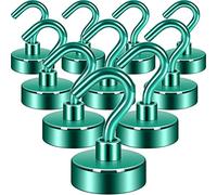 Neosmuk Lot de 10 crochets magnétiques, aimants de terre robustes avec crochet pour réfrigérateur, crochet de croisière extra fort pour suspension, cintre magnétique pour cabines, grill (vert)