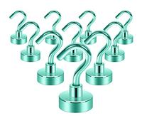 Neosmuk Lot de 10 crochets magnétiques de 10 kg + aimants de terre robustes avec crochets pour réfrigérateur, crochets de croisière extra puissants pour suspendre les cabines, les barbecues (vert, 10
