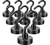 Neosmuk Lot de 10 crochets magnétiques noirs, 20 kg, aimants de terre haute performance, avec crochets, crochets de croisière extra puissants à suspendre, noirs