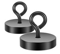 Neosmuk Lot de 2 crochets magnétiques, 4 kg, avec crochets, pour réfrigérateur, crochet de croisière extra puissant à suspendre, crochet de suspension magnétique pour cabines, barbecues, noirs