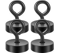 Neosmuk Lot de 4 crochets à anneau magnétiques - 18 kg - Heavy Duty - Extra puissants - Avec vis à anneau - Pour cabine de croisière - Crochets de suspension - Cruise Essentials - Noir