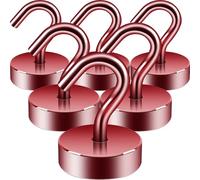 Neosmuk Magnethaken,18kg Magnet Haken Extra Stark für Spind Organizer,Neodym Magnete,Haken Magnetisch Sehr Stark für Werkstatteinrichtung,Heckzelt,Grill,Kleiderhaken,Rot