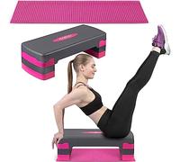 Neosport Step-Bench Step-Bench d'aérobic avec tapis antidérapant - Hauteur réglable avec 3 niveaux - Appareil d'entraînement pour le bureau et la maison
