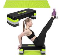 Neosport Step-Bench Step-Bench d'aérobic avec tapis antidérapant - Hauteur réglable avec 3 niveaux - Appareil d'entraînement pour le bureau et la maison