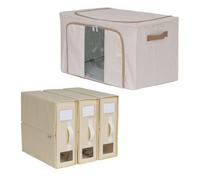 Neotemps Lot 3 Boite Rangement Draps de Lit + 1 Grand Sac Rangement Vetement - Caisse Pliable Grande Capacité Dressing & Placard - Idéal Couette, Parures de Lit