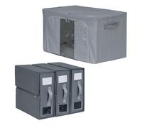 Neotemps Lot 3 Boite Rangement Draps de Lit + 1 Grand Sac Rangement Vetement - Caisse Pliable Grande Capacité Dressing & Placard - Idéal Couette, Parures de Lit