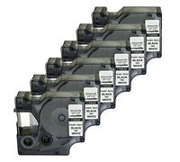 Neouza 1734524 Compatible pour DYMO Rhino industriel IND Flexible en nylon Noir sur blanc ruban étiquette 24 mm 2,5 cm 6 Packs