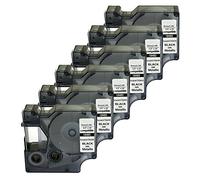 NEOUZA 18485 Compatible pour DYMO Rhino Pro Industrial IND Ruban d'étiquettes Permanent Polyester Noir sur Métallique Largeur 3/8" 9mm Longueur 18' 5.5m 6 Packs noir