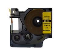 NEOUZA 18491 Compatible avec DYMO Rhino Industrial IND Ruban d'étiquette en nylon flexible Longueur 3,5 m (noir sur jaune, 19 mm)