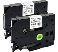 Neouza 2pk Compatible pour BROTHER P-Touch laminé TZe TZ étiquette Tape Cartridge 6 mm x 8 m TZe-S211 Extra Strength Black on White