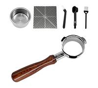 NEOUZA 51mm Porte-filtre sans fond Compatible avec Swan Retro,Ariete,Oster Nova PrimaLatte Machines à café Panier de filtre de rechange en acier inoxydable Ensemble cadeau avec poignée en palissandre