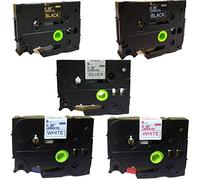 Neouza 5pk Compatible pour BROTHER P-Touch laminé TZe TZ étiquette ruban Largeur 3/20,3 cm X Longueur 26,2 '9 mm x 8 m White on Black,Gold on Black,Black on Silver,Blue on White,Red on White