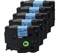 Neouza 5pk Compatible pour BROTHER P-Touch laminé TZe TZ étiquette Tape Cartridge 24 mm x 8 m TZe-551 Black on Blue