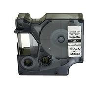 Neouza Compatible pour DYMO Rhino industriel IND Permanent polyester Label Tape Longueur 18 ', 19mm, Black on Metallic, 1