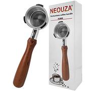 NEOUZA Filtre sans fond 51 mm pour machines à café Swan Retro,Ariete,Oster Nova PrimaLatte avec panier de filtre de rechange en acier inoxydable et poignée en bois