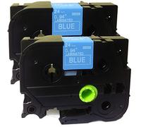 NEOUZA Lot de 2 rouleaux de ruban adhésif laminé TZe TZ compatible avec Brother P-Touch 24 mm x 8 m (TZe-555 Blanc sur bleu)