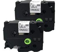 NEOUZA Lot de 2 rouleaux de ruban adhésif laminé TZe TZ compatible avec Brother P-Touch 24 mm x 8 m (TZe-155 Blanc sur transparent)