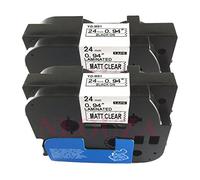 NEOUZA Lot de 2 rouleaux de ruban adhésif laminé TZe TZ compatible avec Brother P-Touch 24 mm x 8 m (TZe-M51 noir sur mat transparent)