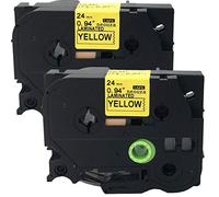 NEOUZA Lot de 2 rouleaux de ruban adhésif laminé TZe TZ compatible avec Brother P-Touch 24 mm x 8 m (TZe-651- Noir sur jaune)