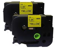 NEOUZA Lot de 2 rouleaux de ruban adhésif pour étiquette Brother P-Touch Laminé TZe TZ 24 mm x 8 m (TZe-Fx651 Flexible ID Câble Noir sur Jaune)