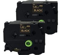 NEOUZA Lot de 2 rubans adhésifs laminés compatibles avec Brother P-Touch TZe TZ 24 mm x 8 m (TZe-354 Or sur noir)