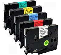 NEOUZA Lot de 5 rubans adhésifs plastifiés P-Touch pour imprimante Brother TZe TZ pour PT D210 H110 H105 D600 1230PC 1280, 1,2 cm tze231 tze431 tze531 tze631 tze731