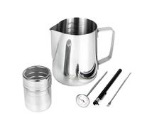 NEOUZA Pichet à mousse de lait 350 ml + réservoir de poudre, aiguille et thermomètre pour machine à expresso