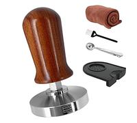 NEOUZA Tamper pour café expresso calibré professionnel avec base plate en acier inoxydable 304 et poignée en bois à ressort compatible avec E61 Gemilai Nuova WPM Gaggia La Marzocco 58 mm