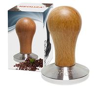 NEOUZA Tamper pour machine à expresso - 58 mm - Presse à café moulu - Manche en bois - En acier inoxydable 304 - Base plate - Compatible avec E61 Group Machine