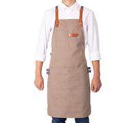 NEOVIVA Canvas Tool Apron for Men and Women with Pockets, Adjustable Heavy Duty Cross Back Work Apron for Shop BBQ Woodworking