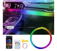 NEOVSUNY Éclairage intérieur LED en acrylique pour voiture - Éclairage d'ambiance RVB - 110 cm - 146 LED avec 219 options de scène - Contrôle par application avec télécommande - Port USB A uto