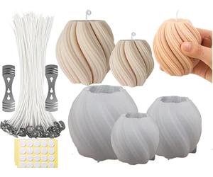 NEOVSUNY Moule Bougie Silicone, Lot de 3 Moule pour Bougie à forme de Spirale 3D, Moules en Cire et mèche de bougie, Moules de Cuisson au Chocolat Antiadhésifs, Pour Bougie parfumée, Savon, Pouding