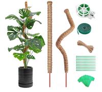 NEOVSUNY Tuteur Plante, 2 Pièces 120cm Grimpante Pliable pour Plante Monstera Extension et Support pour Maison Jardin de Support de Plante, Tuteur Coco avec Bande Velcro, Serre-câble, Ficelle