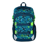 neoxx Active Pro Sac à dos d'écolier bleu pétrole extrême fabriqué à partir de bouteilles PET recyclées - Sac à dos pour l'école avec 3 compartiments + compartiment secret - Bretelles réglables en