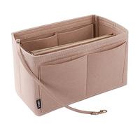 NEPAK Organisateur de Sac à Main en Feutre avec Fermeture éclair, Sac de Rangement Intérieur pour Femmes (Beige, L)