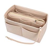 NEPAK Organisateur de Sac à Main en Feutre, Sac de Rangement Intérieur Bag in Bag pour Femmes avec Sac à Fermeture éclaire(Beige,S)