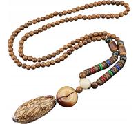 NEPAL BUDDHA MALA Collier en bois tibétain Amulette artisanale