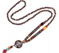 NEPAL BUDDHA MALA Collier en bois tibétain Amulette artisanale