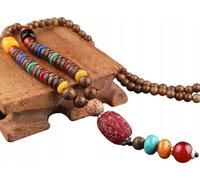 NEPAL BUDDHIST Collier en bois MALA Amulette de perles artisanales TYBET