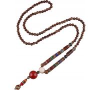 NEPAL BUDDHIST MALA Tibet CORAUX TALISMAN HMADE Collier en bois