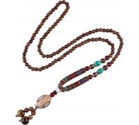 NEPAL BUDDHISTE MALA TIBETAN Collier de moine en bois FABRIQUÉ Amulette