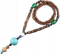 NEPAL Collier bouddhiste en bois MALA Amulette perles artisanales