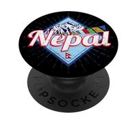 Nepal Design Vintage avec Drapeaux et Montagnes Souvenir PopSockets PopGrip Adhésif